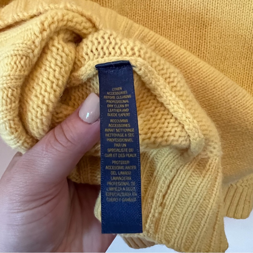 ralph lauren | yellow rugby sweater leather knitted buttons suede elbow … - Picture 4 of 4
